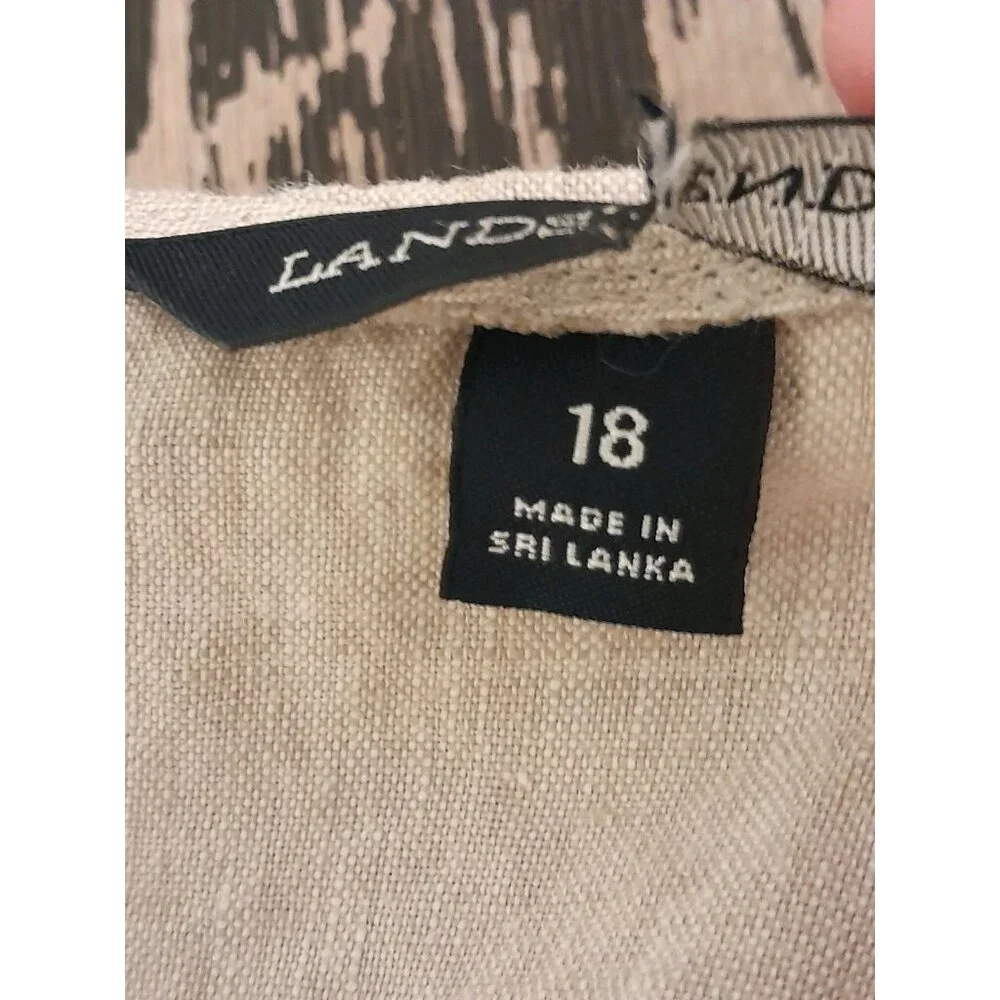 Lands End Linen Quiet Luxury Coastal Minimalist Vacation Size 18 Maxi Dress Tan - Picture 5 of 8
